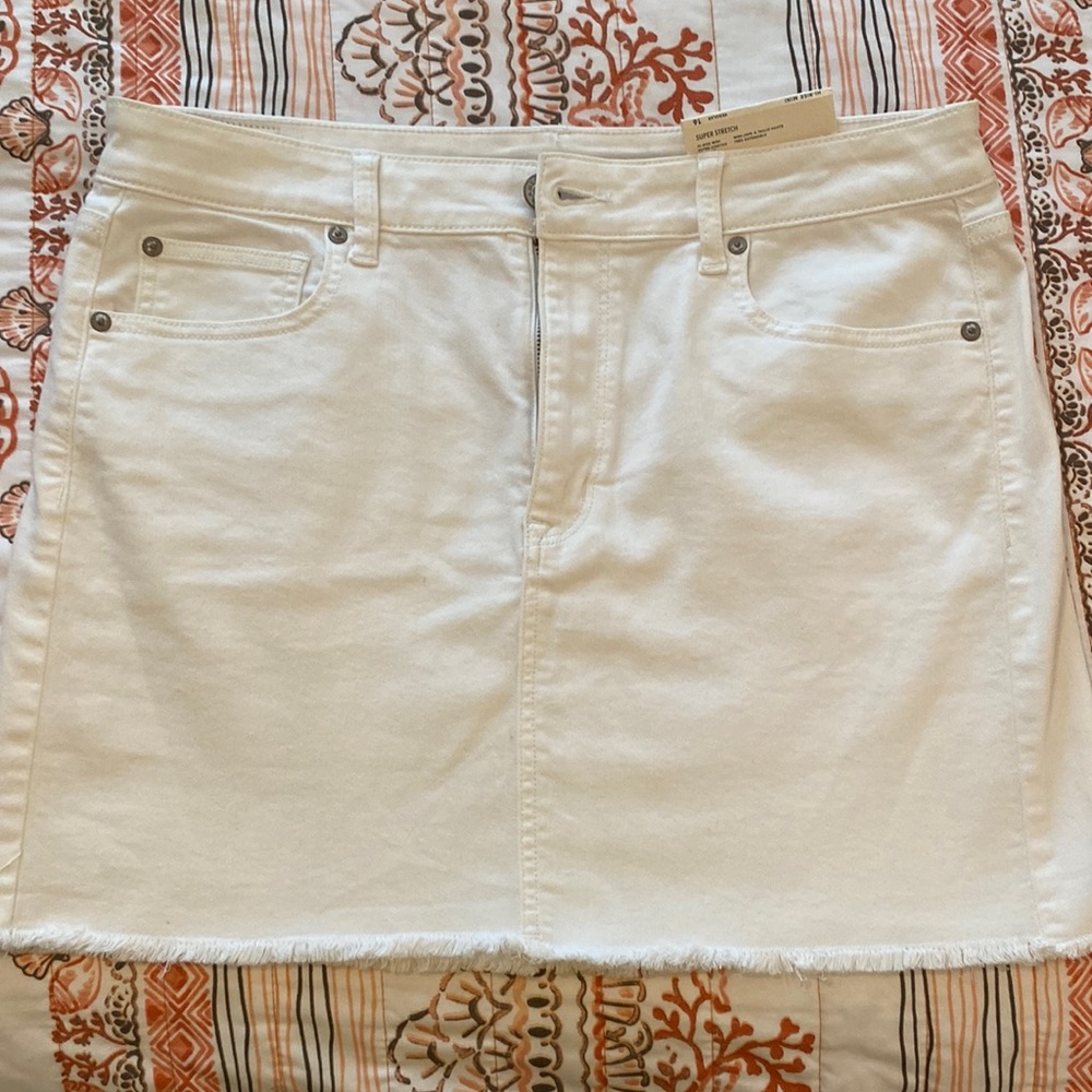 American Eagle Outfitters White Mini Denim Skirt